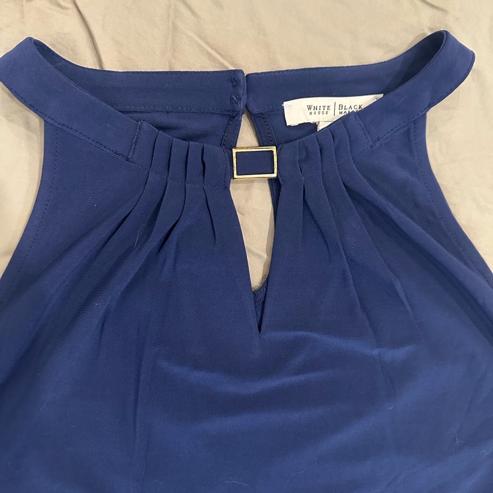 Dark Navy Dress Top/Blouse with Gold Accents